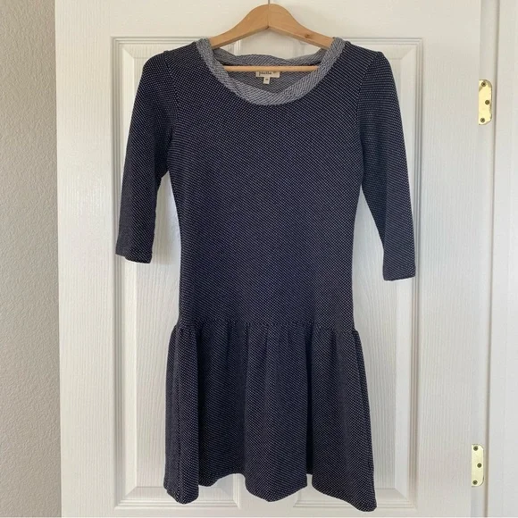 Anthropologie Puella Women's Textured Abingdon Dress Extra Small Gray/Black - Picture 2 of 8